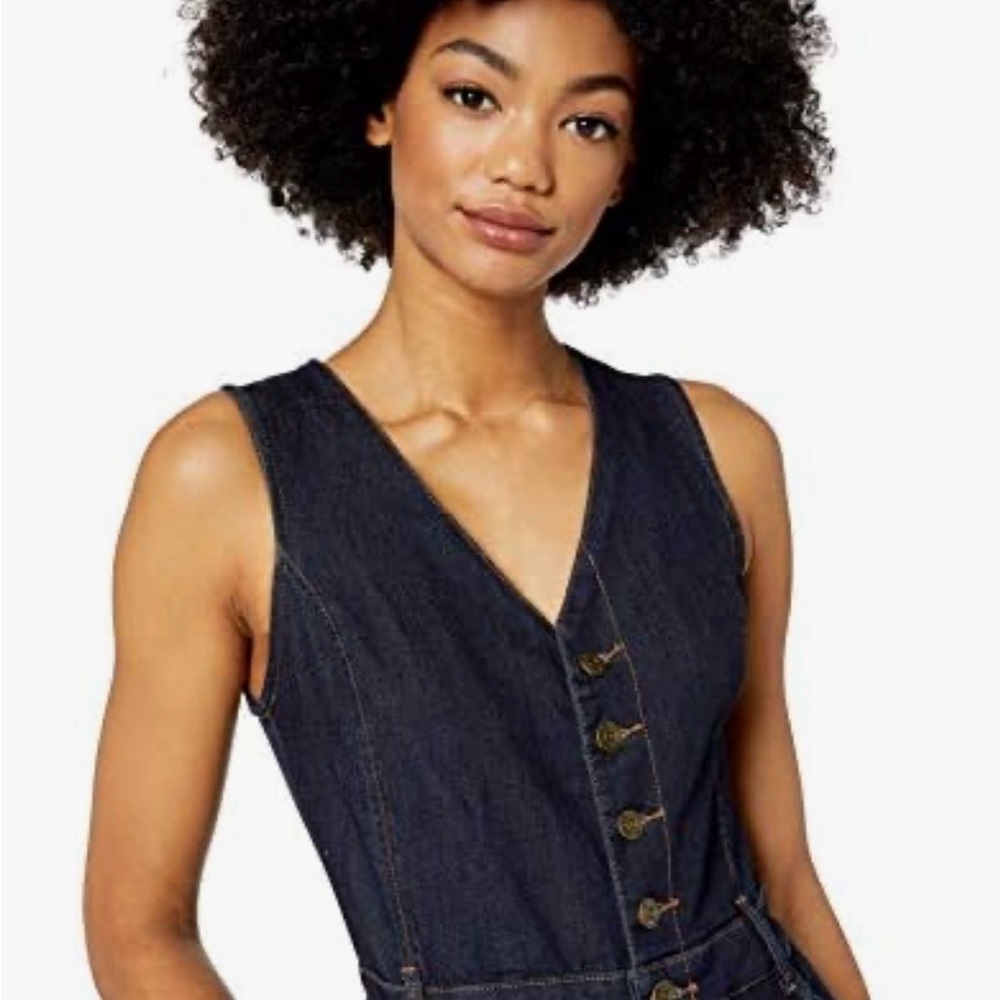 Universal Thread Dark Blue Denim Sleeveless Jumpsuit